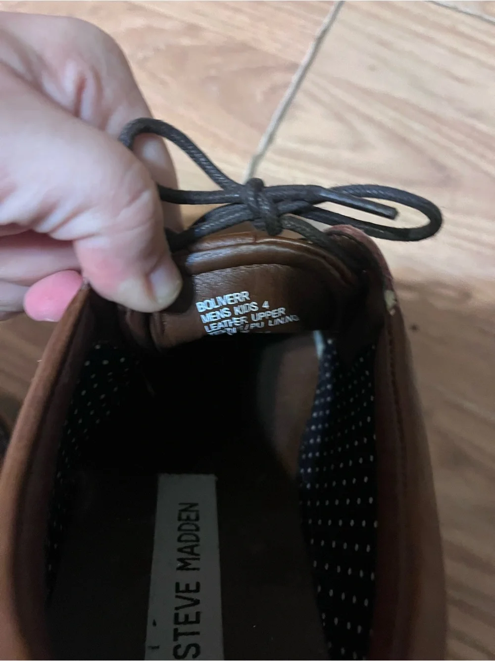 Steve Madden Brown Leather Kids Lace-Up Dress Shoes